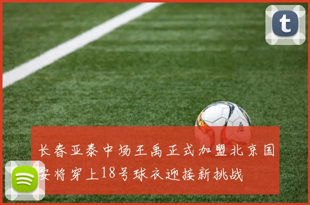长春亚泰中场王禹正式加盟北京国安将穿上18号球衣迎接新挑战